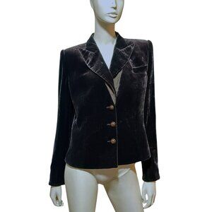 Armani Collezioni Velvet Blazer 10 Silk Blend Romantic Vamp Minimalist Goth
